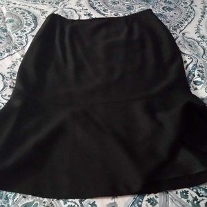 Vintage DKNYC Black Wool Pencil Skirt w/Flounce Size 8